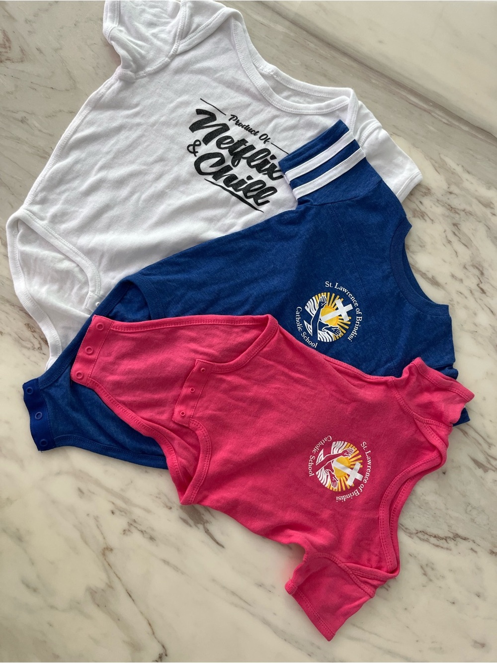 Assorted Baby Bodysuit Set - White, Blue & Pink
